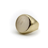 Vintage White Chalcedony Eagle Intaglio 14K Gold Signet Ring