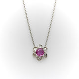 Vintage Platinum Pink Sapphire and Diamond Necklace jewelry Kirsten's Corner 