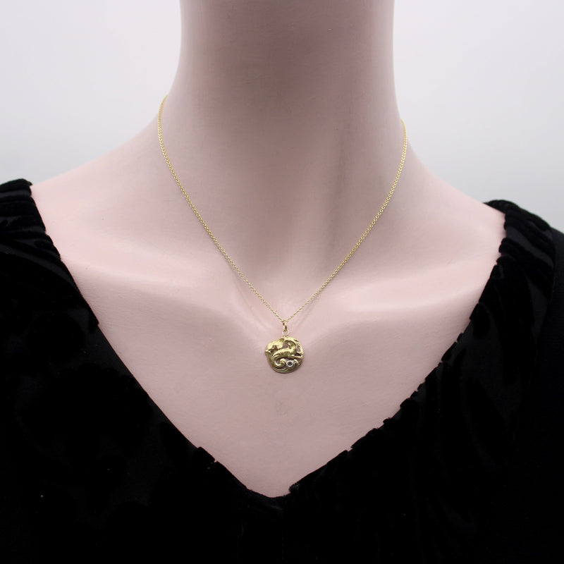 18K Gold Victorian Mythical Creature Pendant jewelry Kirsten's Corner 