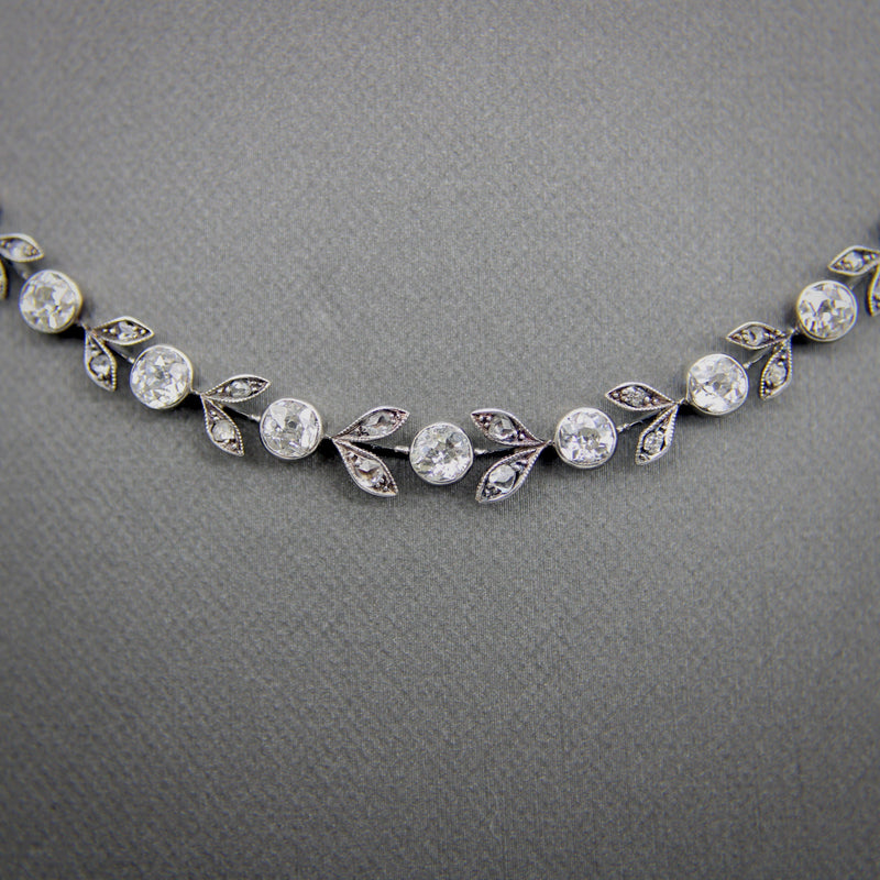 14K Gold and Silver Belle Époque Diamond Garland Necklace Necklace Kirsten's Corner 
