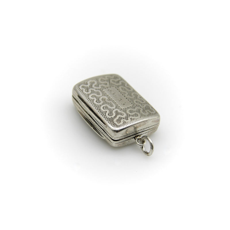 Sterling Silver Georgian Rectangular Vinaigrette with Meander Pattern Kirsten's Corner 
