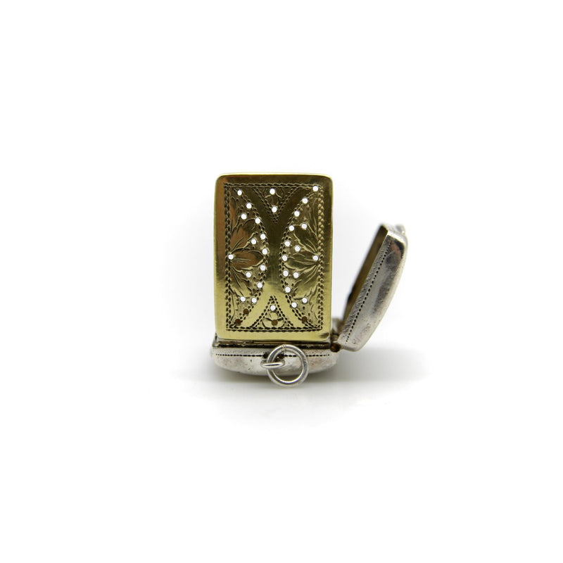 Sterling Silver Georgian Rectangular Vinaigrette with Meander Pattern Kirsten's Corner 