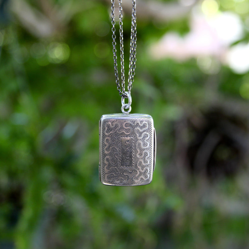 Sterling Silver Georgian Rectangular Vinaigrette with Meander Pattern Kirsten's Corner 