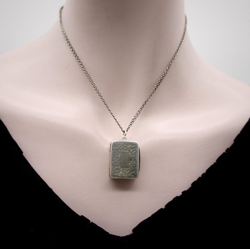 Sterling Silver Georgian Rectangular Vinaigrette with Meander Pattern Kirsten's Corner 