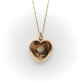 Victorian Heart Locket in 14K Rose Gold with Diamonds locket Kirsten's Corner 