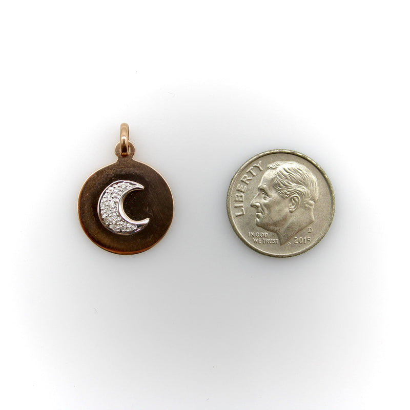 Vintage 14K Rose Gold and Diamond Crescent Moon Pendant Kirsten's Corner 