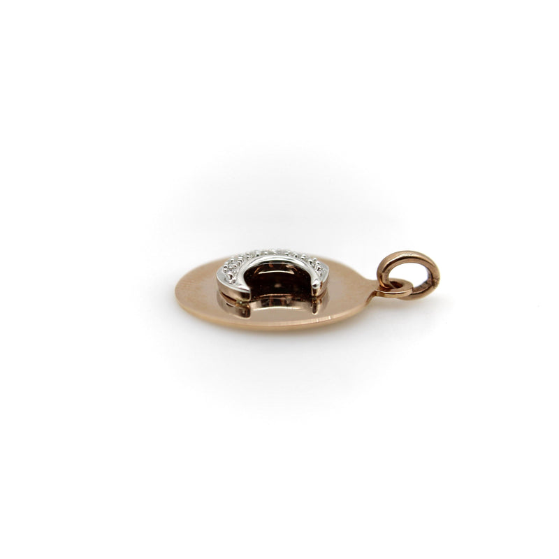 Vintage 14K Rose Gold and Diamond Crescent Moon Pendant Kirsten's Corner 