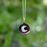 Vintage 14K Rose Gold and Diamond Crescent Moon Pendant Kirsten's Corner 