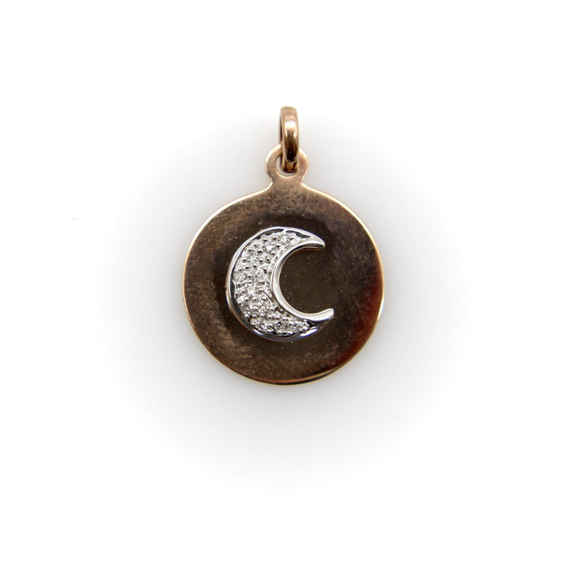 Vintage 14K Rose Gold and Diamond Crescent Moon Pendant Kirsten's Corner 