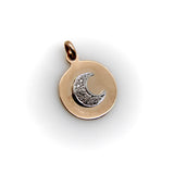 Vintage 14K Rose Gold and Diamond Crescent Moon Pendant Kirsten's Corner 