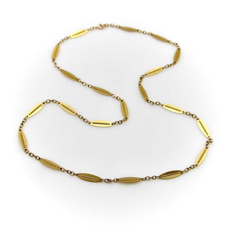 18K Gold Victorian French Alternating Link 24 3/4” Chain jewelry Kirsten's Corner 