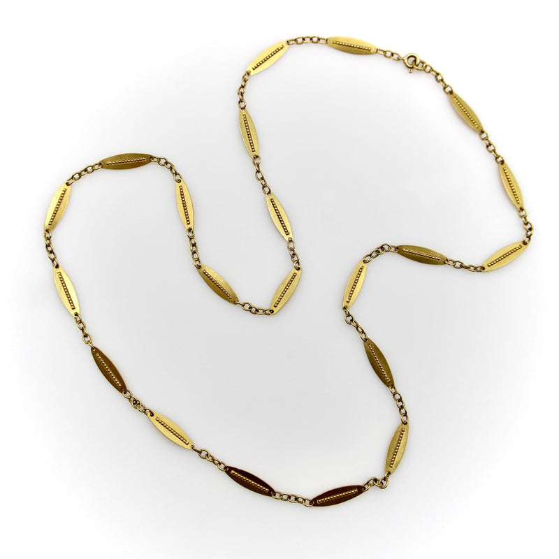 18K Gold Victorian French Alternating Link 24 3/4” Chain jewelry Kirsten's Corner 