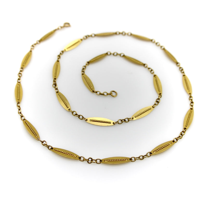 18K Gold Victorian French Alternating Link 24 3/4” Chain jewelry Kirsten's Corner 