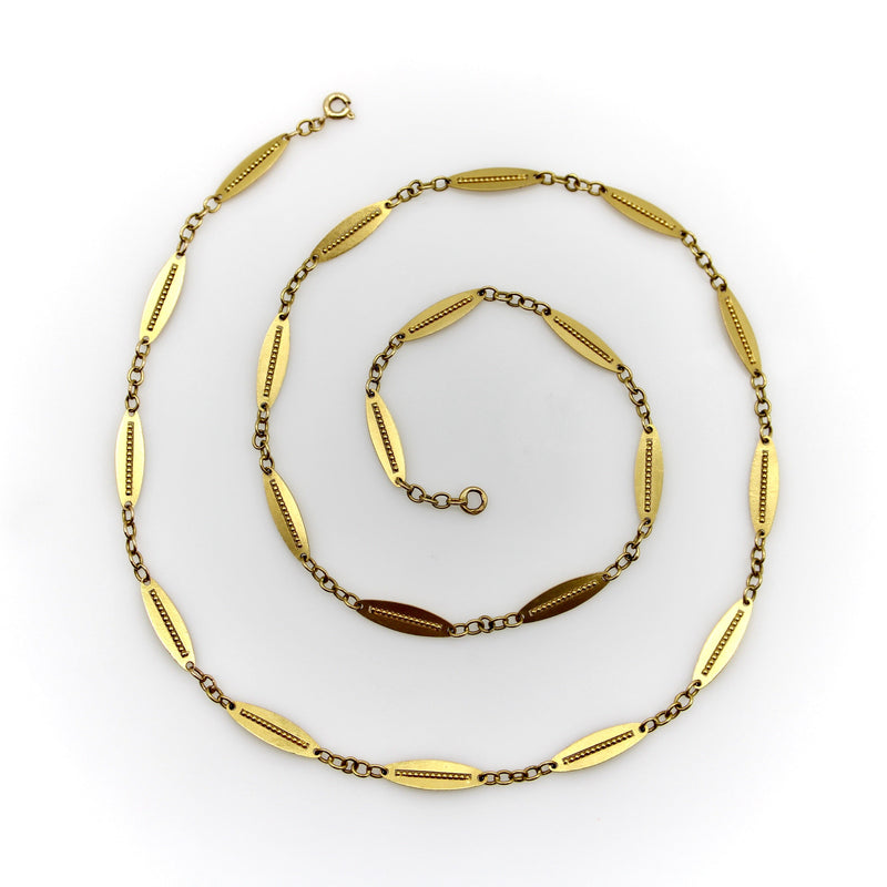 18K Gold Victorian French Alternating Link 24 3/4” Chain jewelry Kirsten's Corner 