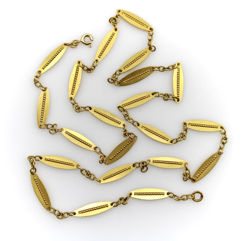 18K Gold Victorian French Alternating Link 24 3/4” Chain jewelry Kirsten's Corner 