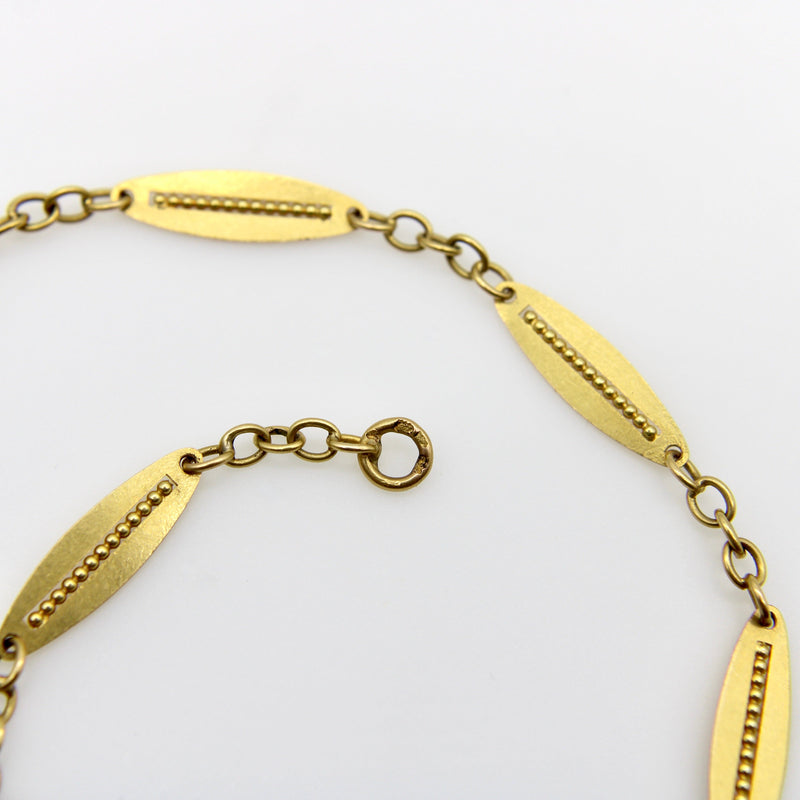 18K Gold Victorian French Alternating Link 24 3/4” Chain jewelry Kirsten's Corner 