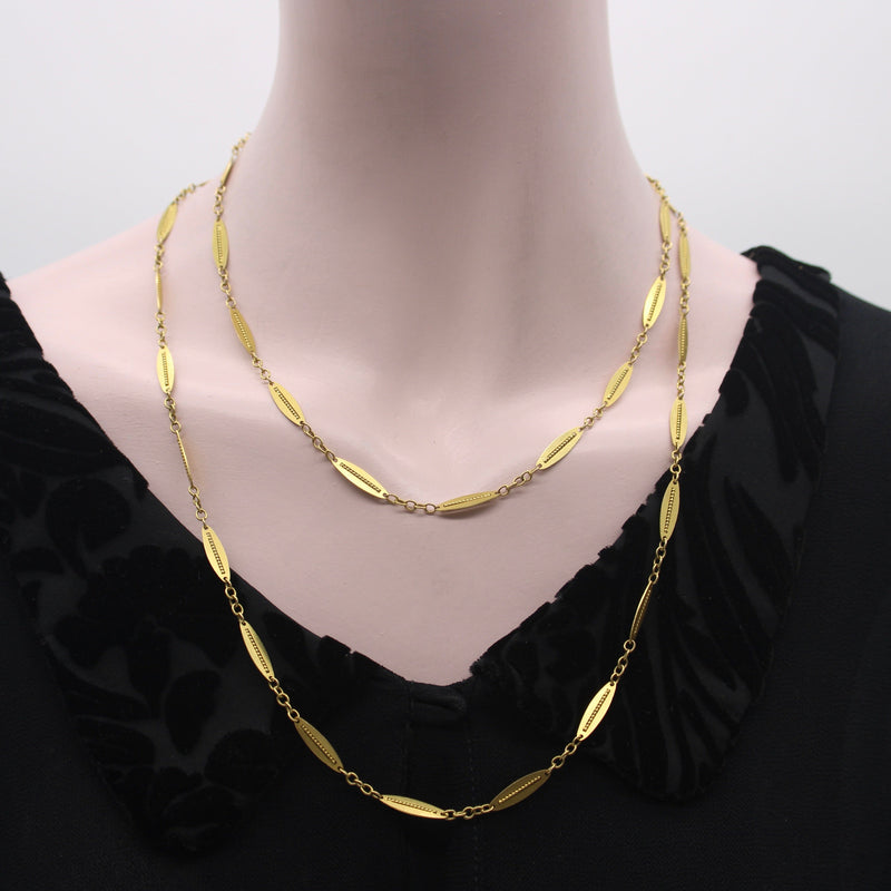 18K Gold Victorian French Alternating Link 24 3/4” Chain jewelry Kirsten's Corner 