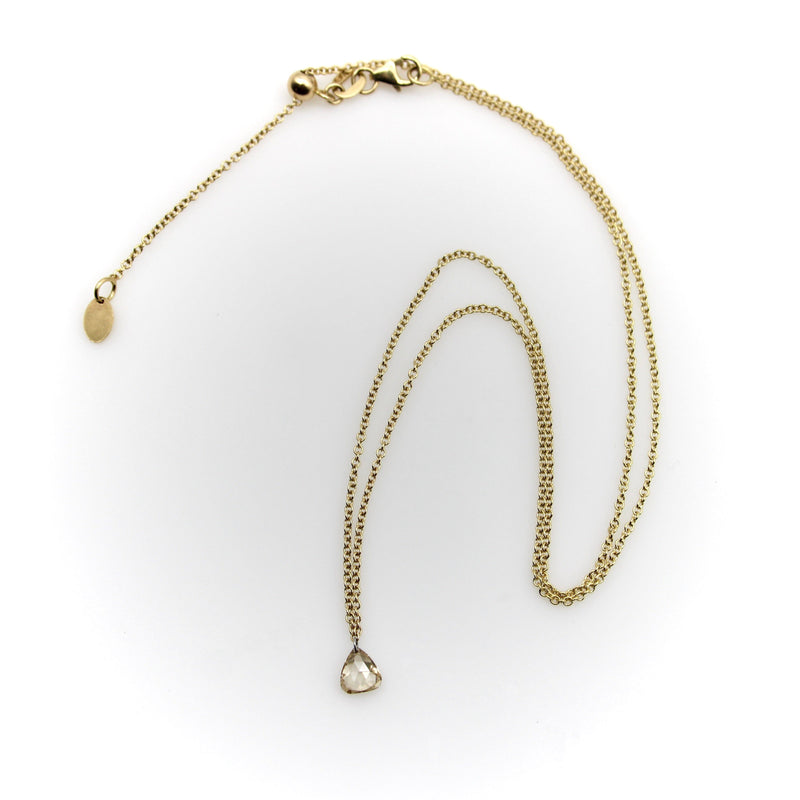 Dangling Pear Shape Champagne Rose Cut Diamond on 14K Gold Chain Necklace Kirsten's Corner 