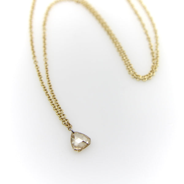 Dangling Pear Shape Champagne Rose Cut Diamond on 14K Gold Chain Necklace Kirsten's Corner 