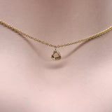 Dangling Pear Shape Champagne Rose Cut Diamond on 14K Gold Chain Necklace Kirsten's Corner 