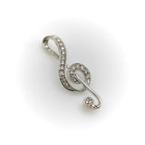 Vintage 18K White Gold Treble Clef Diamond Encrusted Pendant jewelry Kirsten's Corner 