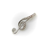 Vintage 18K White Gold Treble Clef Diamond Encrusted Pendant jewelry Kirsten's Corner 