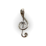 Vintage 18K White Gold Treble Clef Diamond Encrusted Pendant jewelry Kirsten's Corner 