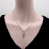 Vintage 18K White Gold Treble Clef Diamond Encrusted Pendant jewelry Kirsten's Corner 