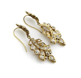 Early Victorian 18K Gold Diamond Earrings with Leaf and Ribbon Motif w/ 6 Carats Earrings Kirsten's Corner 
