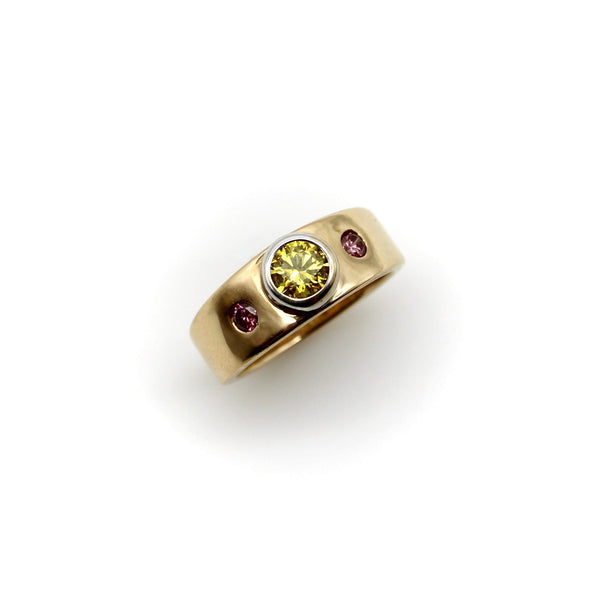 14K Gold Fancy Yellow and Pink Diamond Ring Ring Kirsten's Corner 