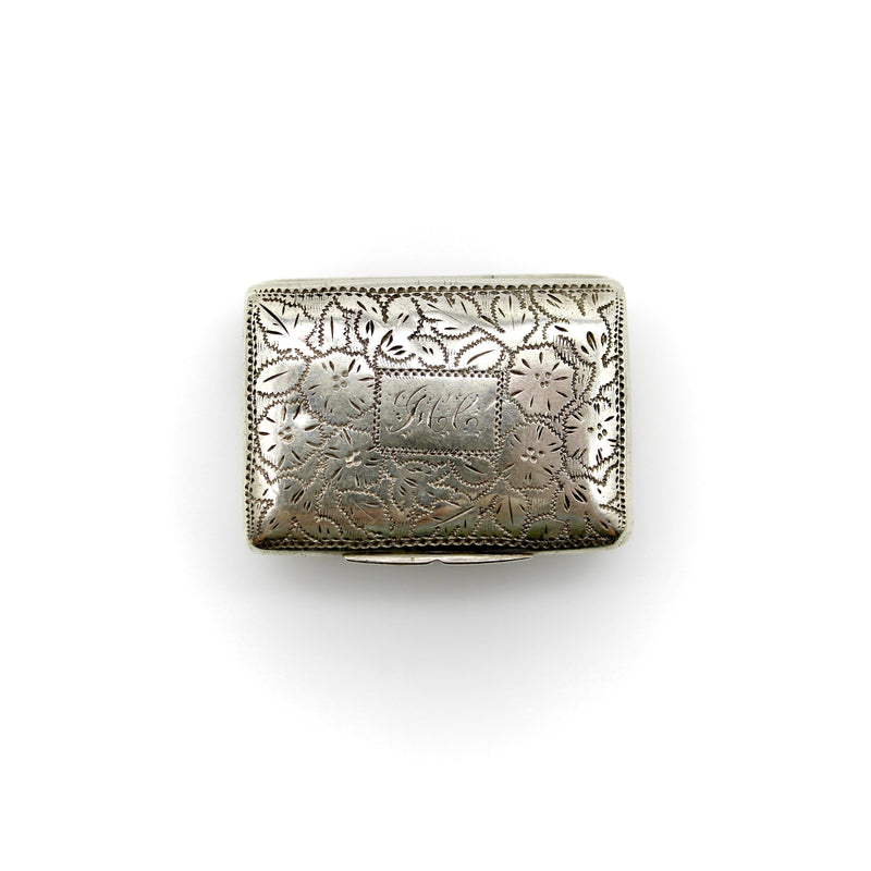Sterling Silver William IV Rectangular Vinaigrette with Floral Border jewelry Kirsten's Corner 