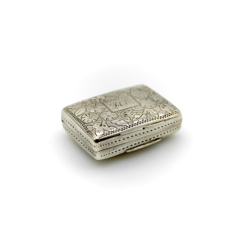 Sterling Silver William IV Rectangular Vinaigrette with Floral Border jewelry Kirsten's Corner 