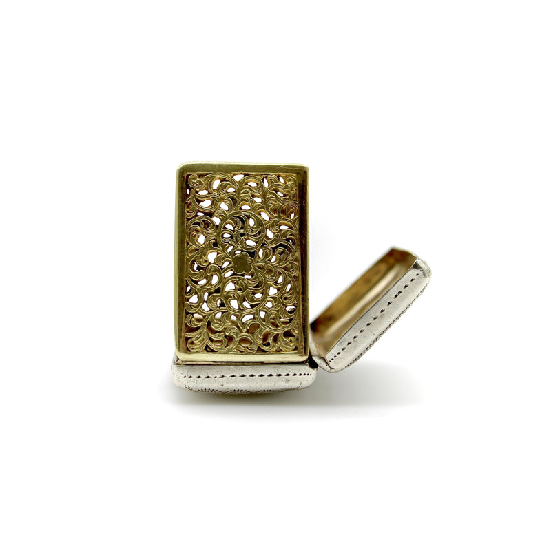 Sterling Silver William IV Rectangular Vinaigrette with Floral Border jewelry Kirsten's Corner 