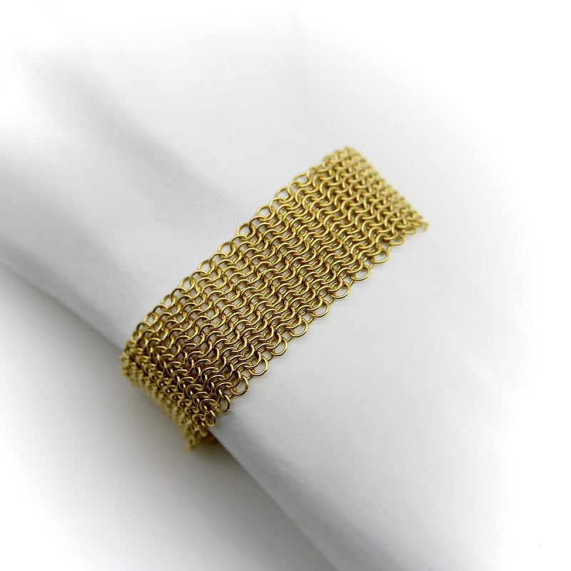 18K Gold Elsa Peretti Tiffany & Co. Somerset Mesh Bracelet with Sevillana Toggle Bracelet Kirsten's Corner 