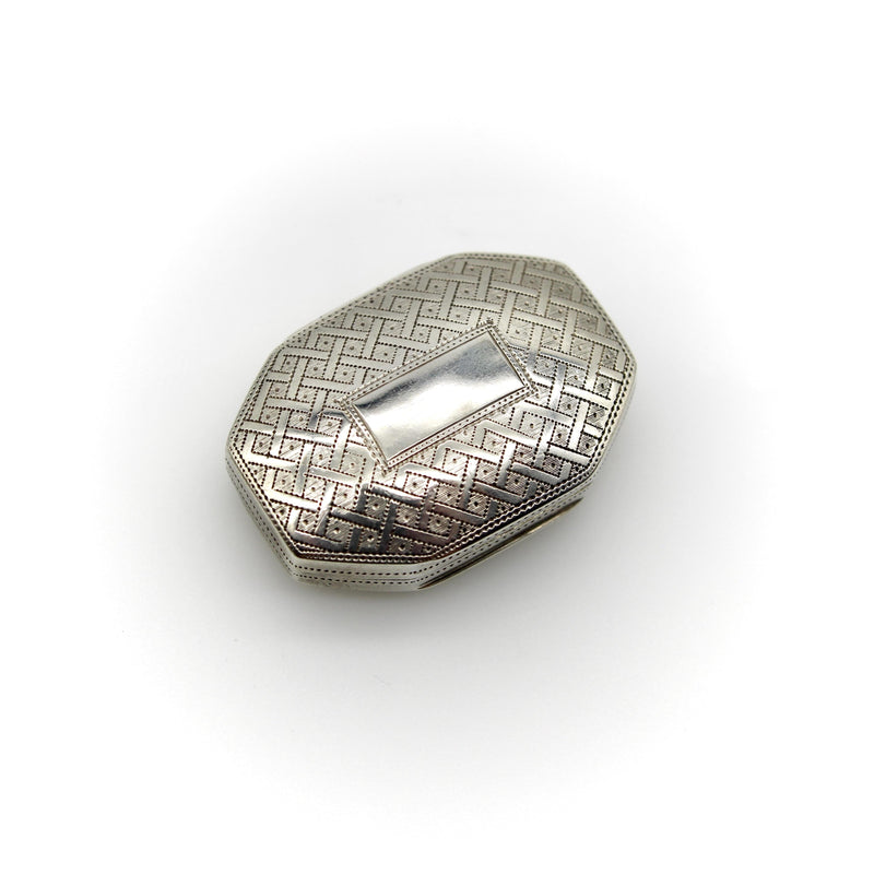 Sterling Silver Georgian Octagonal Vinaigrette with Engraved Latticework jewelry Kirsten's Corner 