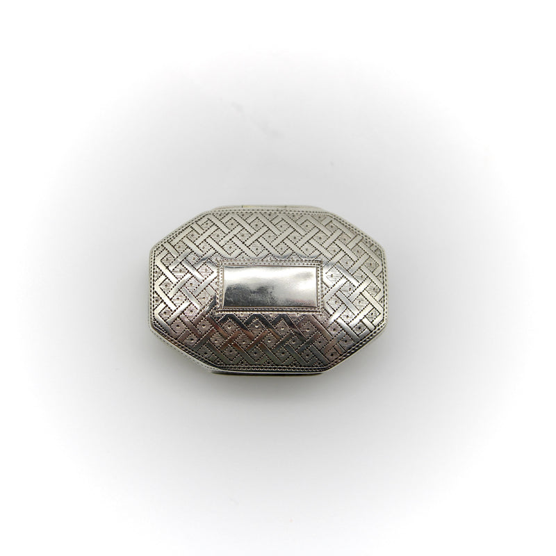 Sterling Silver Georgian Octagonal Vinaigrette with Engraved Latticework jewelry Kirsten's Corner 