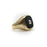 14K Gold Onyx and Diamond Signet Ring Ring Kirsten's Corner 