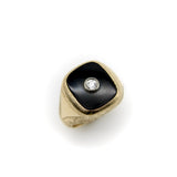 14K Gold Onyx and Diamond Signet Ring Ring Kirsten's Corner 