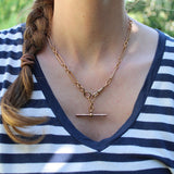 Victorian 9K Gold Trombone Link Chain with T-Bar, Spring Ring, and Dog Clip Chain Kirsten's Corner 