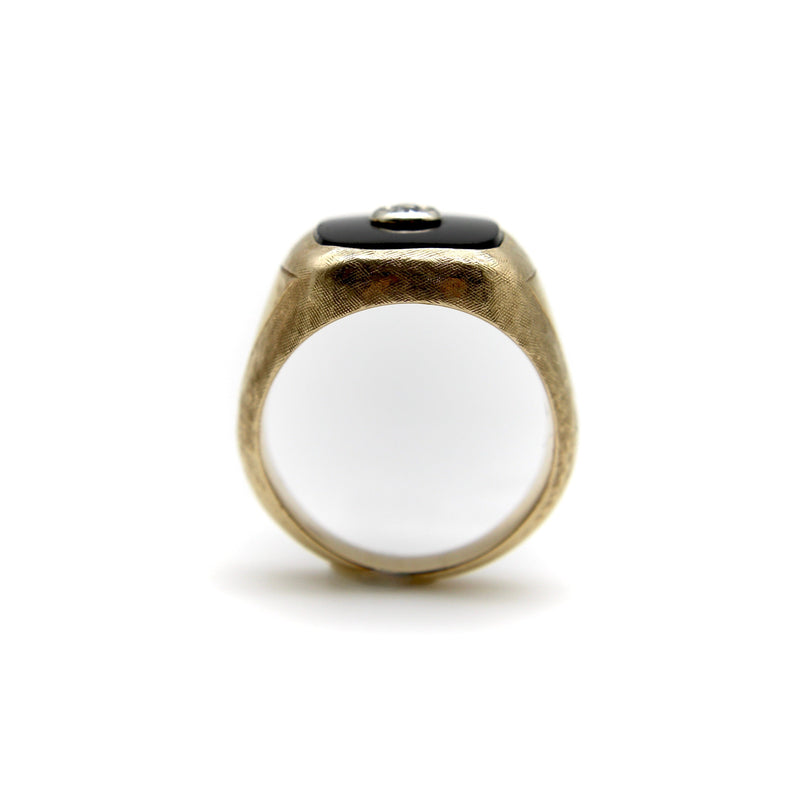 14K Gold Onyx and Diamond Signet Ring Ring Kirsten's Corner 