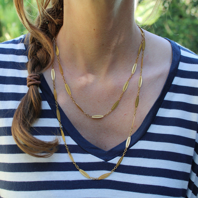 18K Gold Victorian French Alternating Link 24 3/4” Chain jewelry Kirsten's Corner 