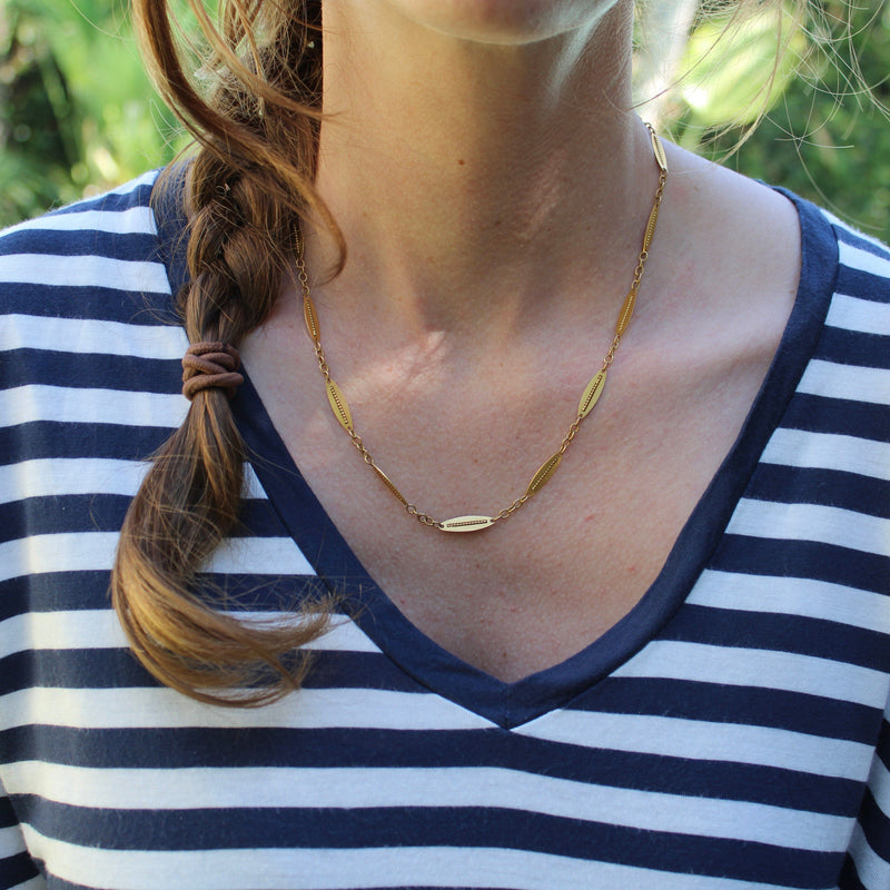 18K Gold Victorian Alternating Link 18” Chain jewelry Kirsten's Corner 