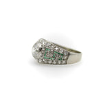 Art Deco Platinum Diamond Emerald and Pave Diamond Ring ring Kirsten's Corner 