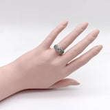 Art Deco Platinum Diamond Emerald and Pave Diamond Ring ring Kirsten's Corner 