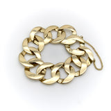Vintage 14K Gold Wide Flattened Curb Link Bracelet Bracelet Kirsten's Corner 