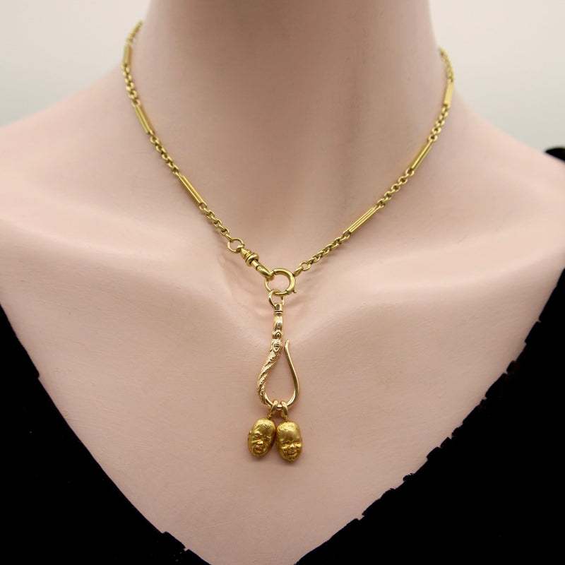 14K Gold Signature Shepherd's Hook and Charm Holder with Curling Motifs signature pieces Kirsten's Corner 