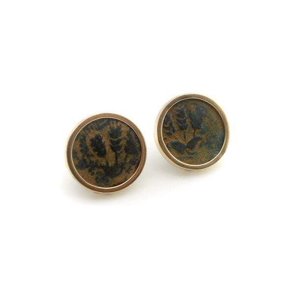 King Agrippa I Ancient Coin Earrings Set in 14K Gold earrings Kirsten's Corner 