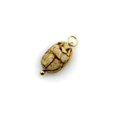 Egyptian Revival Tan Stone Scarab Pendant with 14K Gold Mount jewelry Kirsten's Corner 