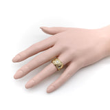 Victorian 14K Gold Hand-Engraved Celestial Themed Band or Ring with Diamonds