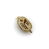Egyptian Revival Tan Stone Scarab Pendant with 14K Gold Mount jewelry Kirsten's Corner 